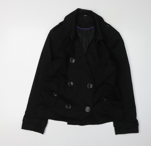 South Damen Black Pea Coat Jacke, Größe 16, gefüttert Freizeit