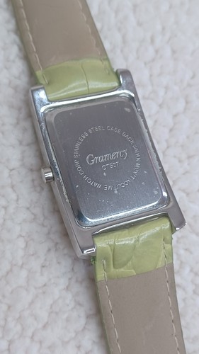 Gramercy Quartz Watch Green Band & Rhinestones Rectangle Needs 1 Stone & Battery - Picture 21 of 23