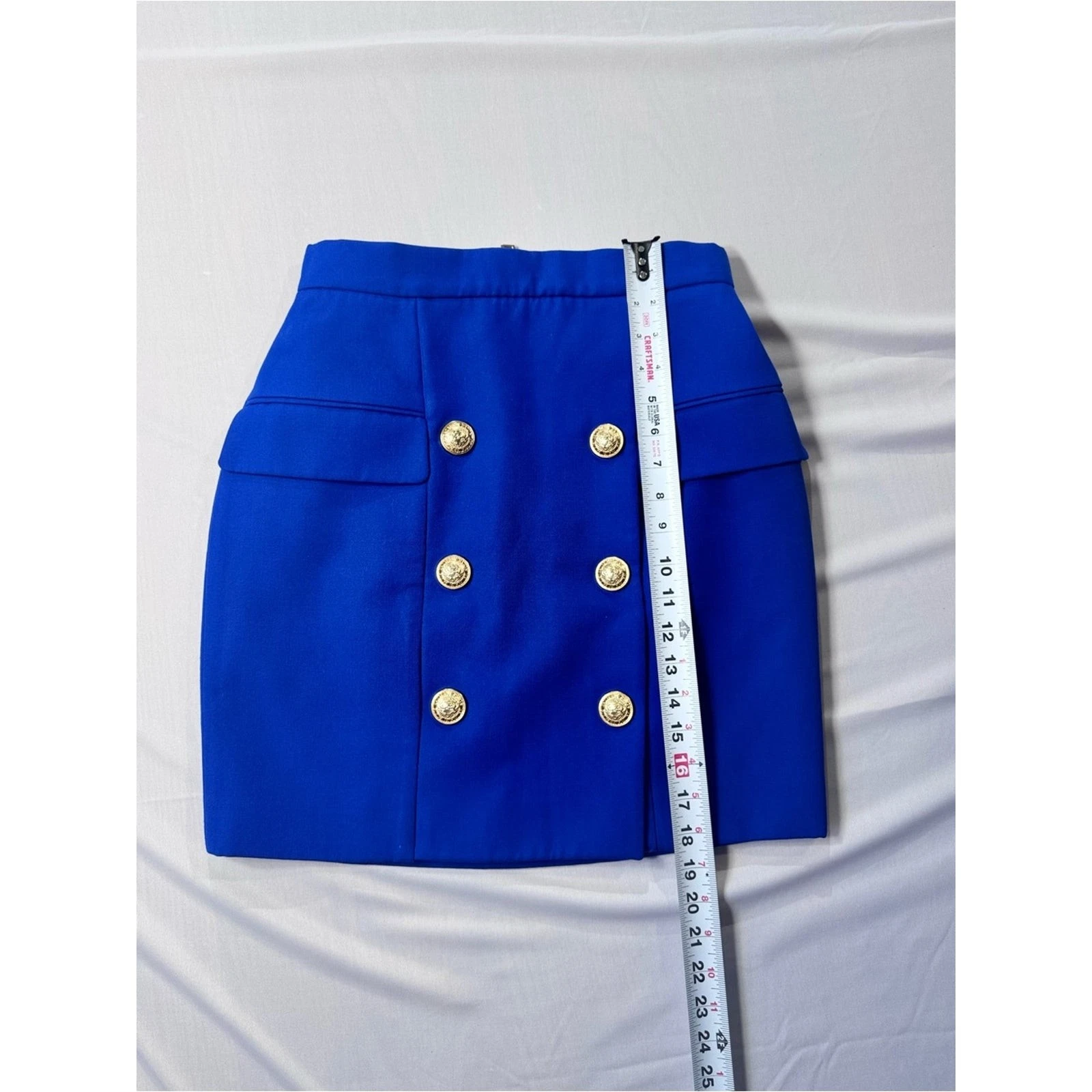 Balmain Electric Blue Double-Breasted Button Wool Mini Skirt 38 image 5