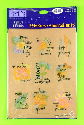 Vintage Hallmark Heartline Garden Flowers Words & Phrases Sticker Pack
