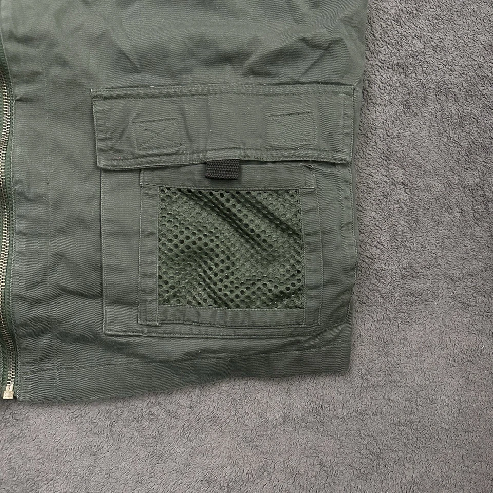 Chaleco de Pesca Fotografía Safari Gloria Desteñido Para Hombres L Verde Caqui Cremallera Completa Forrado Foto 3 de 4