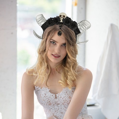 Devil Horn Veil Miss Fashion Headband for Women Hair Decor Halloween Headdress - Picture 2 of 12