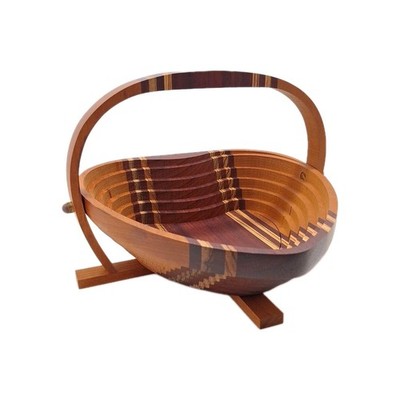 Vintage 10'' Deep Spring Studio Wood Collapsible Heart Shape Basket
