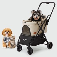 Foldable Pet Stroller,4 Wheels Pet Strolling Cart for Small Dogs Cats up to 4...