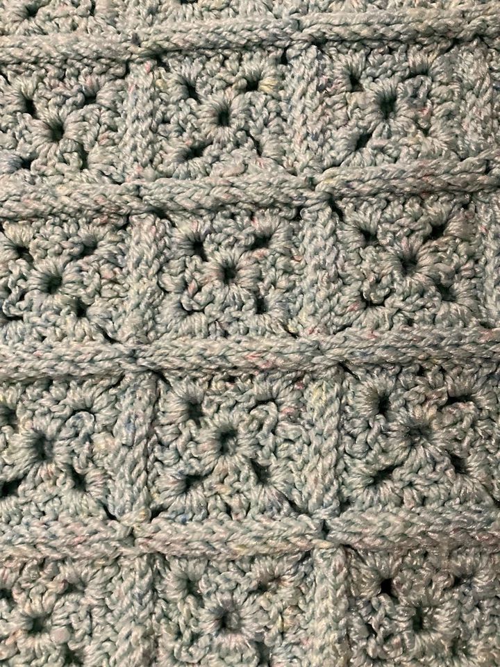 Handmade Crochet 30.5 X 30.5 Blue Green Granny Square Baby Blanket - Image 2 of 2