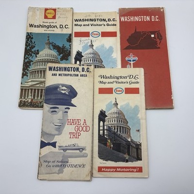 Washington DC Road Map Lot Vintage 1960s Gas Station Esso Shell Sunoco