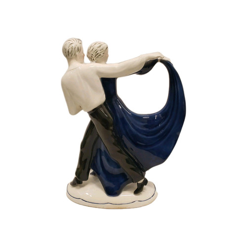KATZHUTTE ART DECO PORCELAIN FIGURINE DANCING COUPLE C.1930'S GOLDSCHEIDER ERA - Picture 2 of 20