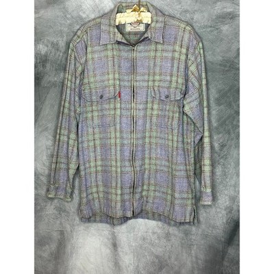 Gold Crest Shirt Shacket  Men Lg Utility Outdoors  Thick Comfy Plaid Cotton