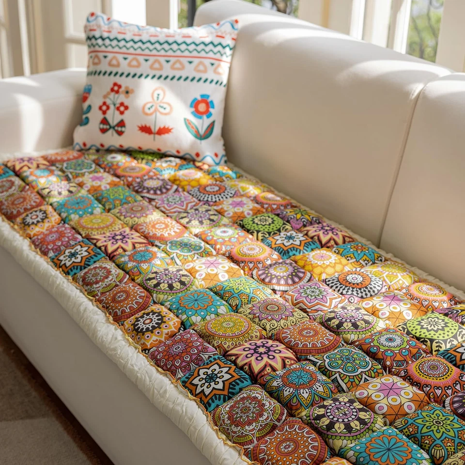 Fundas de sofá bohemias para sofá, divertido protector de funda de sofá para perros, alfombrilla para mascotas... Foto 3 de 4