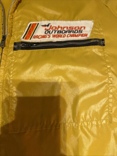 Vintage 70er Johnson Outboards Racing Jacke PIN GESTREIFT HERREN REISSVERSCHLUSS GOLD - Bild 18 von 24