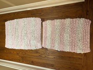 Pink And White Bath Mat Set Of 2