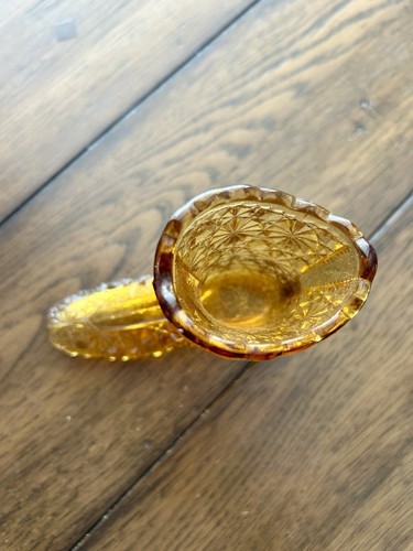 Fenton Daisy And Button Amber Glass Boot Toothpick Holder - Picture 2 of 6