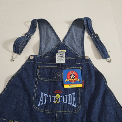 Vintage Looney Tunes Damen Overall Shorts World's Biggest Attitude neu mit Etikett 26/28 W Baumwolle - Bild 19 von 24
