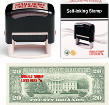 Donald Trump Lives Here Stamp - Self Inking Red Ink Stamp for Money, Office Supp