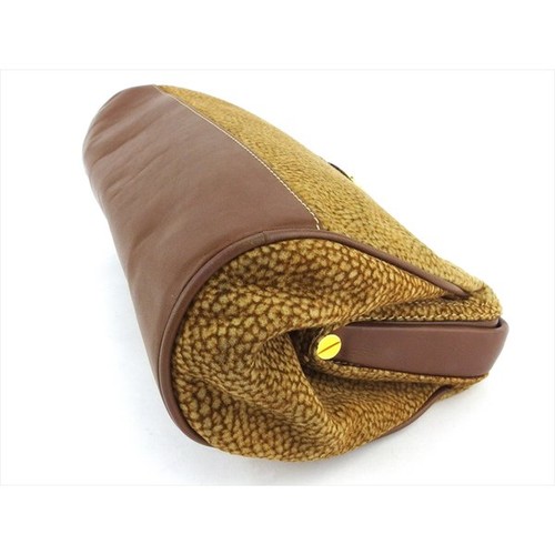 BORBONESE Clutch bag Brown beige gold Women Authentic secondhand - Picture 2 of 8