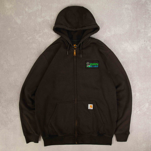 Carhartt Vintage Grn Full Zip Hooded Workwear Graphic Sweatshirt M Mens Black