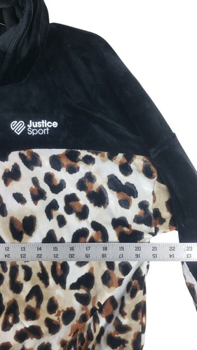 Justice Sport Girls Hoodie Sweatshirt Black Animal Print SuperSoft Logo XL 16/18 - Picture 4 of 10