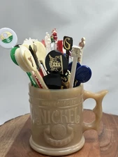 Vintage Cocktail Swizzle Stir Sticks & Whataburger Caramel Glass Mug 50+ Sticks