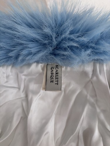 Scarlett Gasque Dressing Gown XS/S Blue Arctic Queen Belted Silk & Faux Fur - Picture 8 of 10