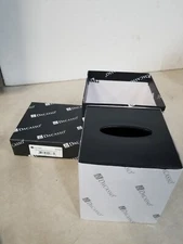 Dacasso Leather Tissue Box Cover, Classic Black (A1037)