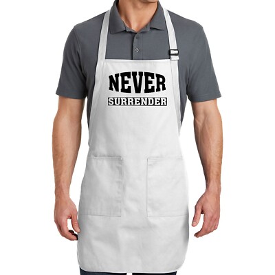 Never Surrender Apron Full-Length with Pockets Graphic Apron Gift For Him or Her