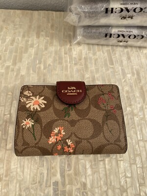 Coach Medium Corner Zip Wallet In Signature Canvas With