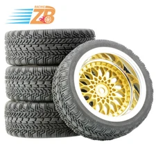 4pcs 1/10 Rubber Tires &12mm hex Wheels Rims Set for RC 1:10 On Road Touring Car