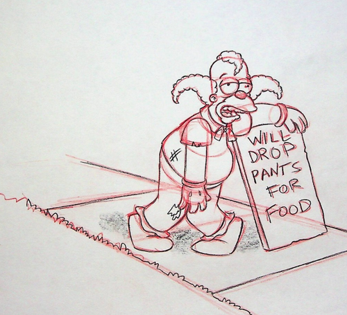 Simpsons 1990s Series Production Hand Drawn KRUSTY Model Cel Layout - Picture 2 of 2