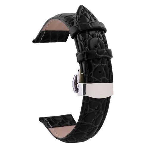 Pulsera Unisex 12-24mm Cuero Genuino Cierre Mariposa Hebilla Correa Reloj - Imagen 18 de 27