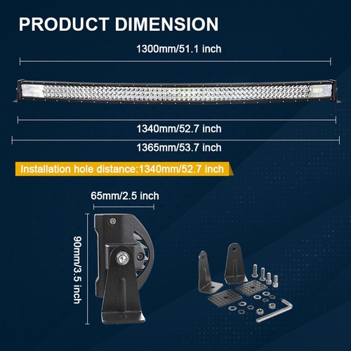 22 32 42 50 52 Zoll 3 Rows LED Lightbar Lichtbalken Arbeitsscheinwerfer Offroad - Bild 15 von 17