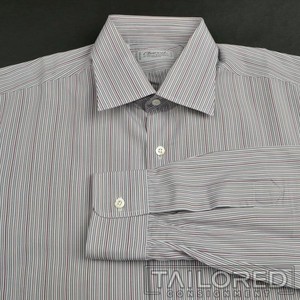 red and black striped dress shirt