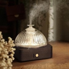 Glass Dome Essential Oil Diffuser with Glass Reservoir  Wood Base-Plastic Free,