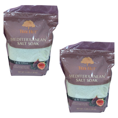 2 X Tree Hut Mediterranean Salt Soak Fig & Olive Extract 3Ibs Ea.