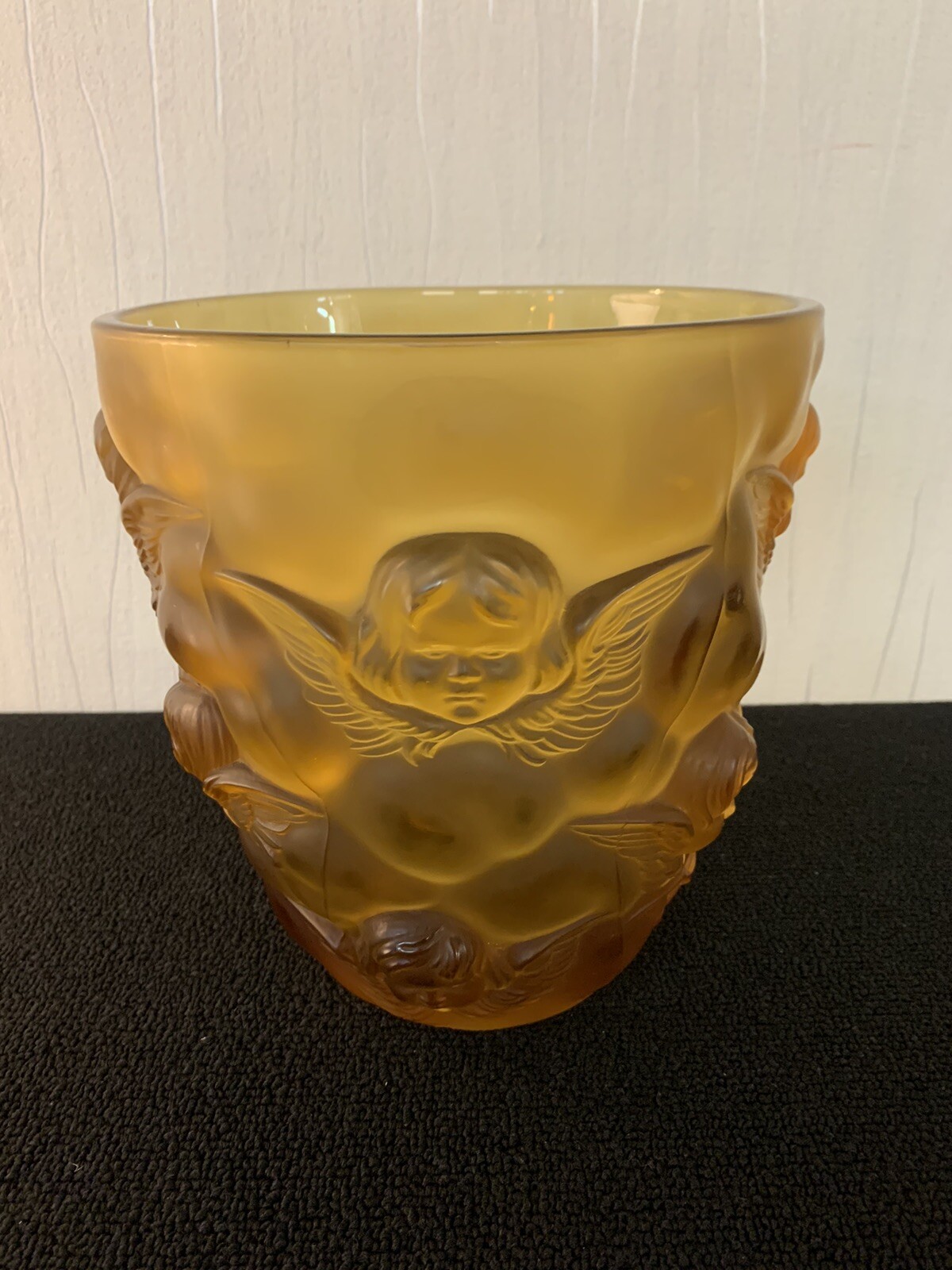 Amber Angelot Vase In Lalique Style Crystal