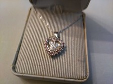 Disney Parks Mickey Mouse Heart Head Icon Necklace With Pink Cubic Zirconia