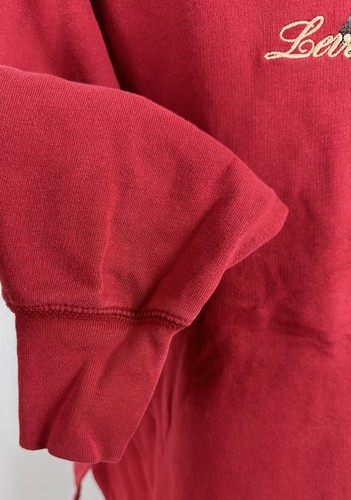 Vintage 90s Y2K LEVIS Sweatshirt L Red Embroidered Logo Boxy Fit V-stitch Grunge - Picture 5 of 16