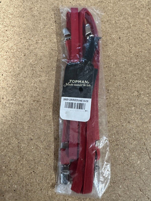 Red Topman Part Elasticated part Faux Leather braces thin - Unisex