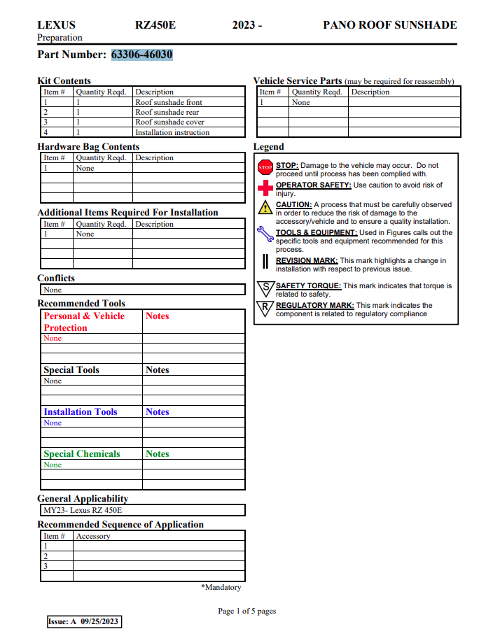 LEXUS OEM FACTORY ROOF SUN SHADE PANORAMIC ROOF 2023-2025 RZ450E
