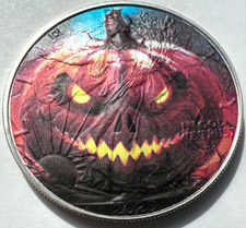 Halloween Jack O'lantern Gift American Silver Eagle 1oz .999 Silver Dollar Coin