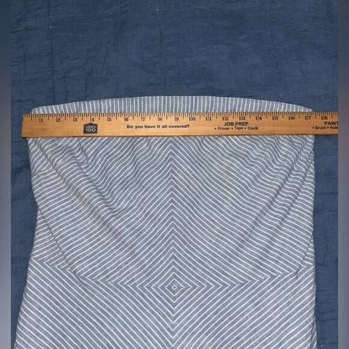 American Eagle Striped Linen Blend Fit & Flare Strapless Dress 12 Blue & White - Picture 4 of 7