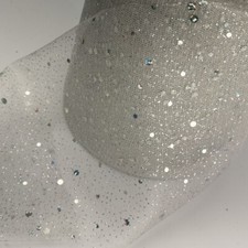  Glitter Sparkly Sequin  Enhanced Soft Tulle 6 " Wide  Fabric  UK Seller