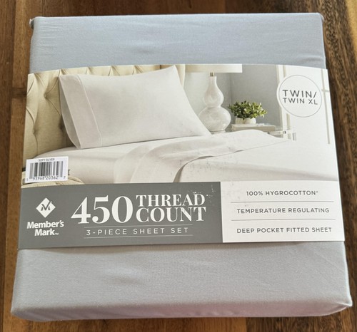 Member's Mark 450-Thread-Count Twin/Twin XL Sheet 3pc Set, Soft Silver Gray
