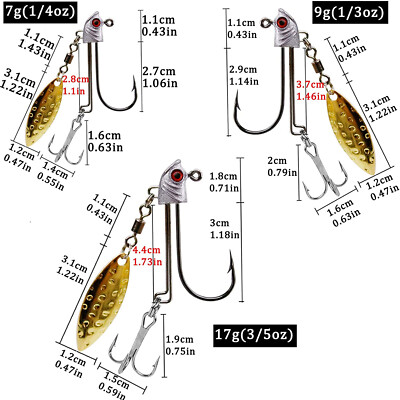 5PCS Underspin Jig Heads with Rust-Resistant Blade Spinner Fish Hooks for Trout 