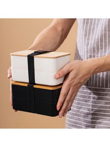 1200ml Japanese Style Bento Box, Double Layer Insulated Lunch Box,Large Capacity - Picture 10 of 13