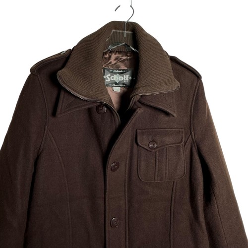 SCHOTT Hombre Chaqueta de Lana Abrigo Talla Grande Marrón Bolsillos Carga - Imagen 3 de 8