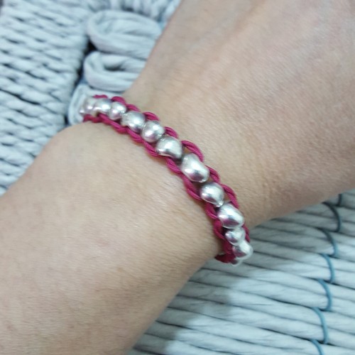 Links Of London 925 Sterling Silver Bracelet,Pink Friendship Bracelet, Authentic - Picture 3 of 8