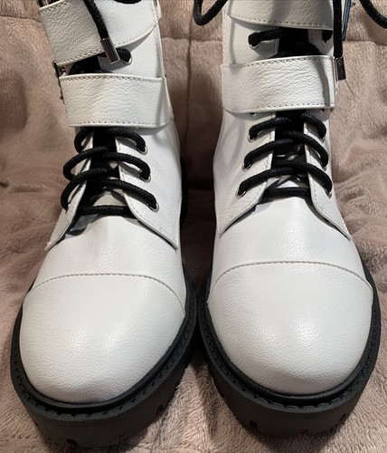 Jessica Simpson White JS-Kerina Combat Boots Size 5 1/2M - Picture 10 of 12