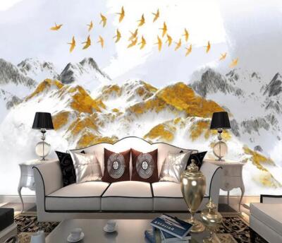 3D Schneeberg Vögel ZHUC359 Tapete Wandbild Fototapete Abnehmbarer Ann