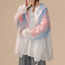 Ladies Casual Sun Protection Coat Hoodie Jacket Zip Pocket Fashion Loose Outdoor