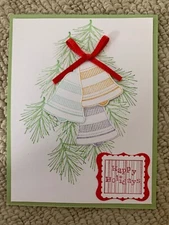 Seasonal bells Pine bough holiday card kit of 6 made w/ Stampin' Up!